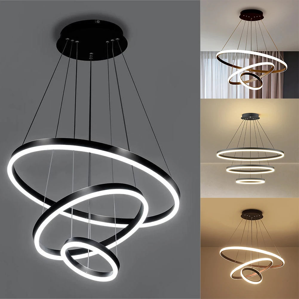 Modern LED Rings Pendant Lamp Circle Ceiling Light Fixture