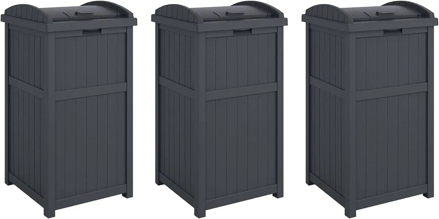 Suncast 30 Gallon Outdoor Trash Hideaway Resin Refuse Container Lid Cyberspace Concealed Waste Storage Patio Backyard Garden