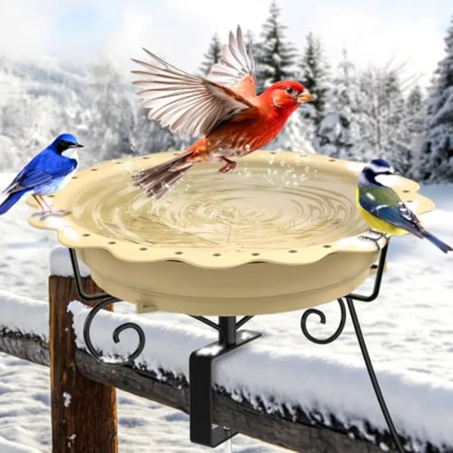 Heated Bird Bath for Deck Railing Powerful 100W Thermostatically Controlled Heated Bird Baths for Outdoors for Winter Heated Bi