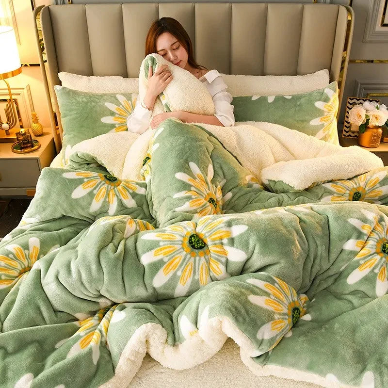 Plush Flannel Fleece Winter Bedding Comforter For Cozy Nights
