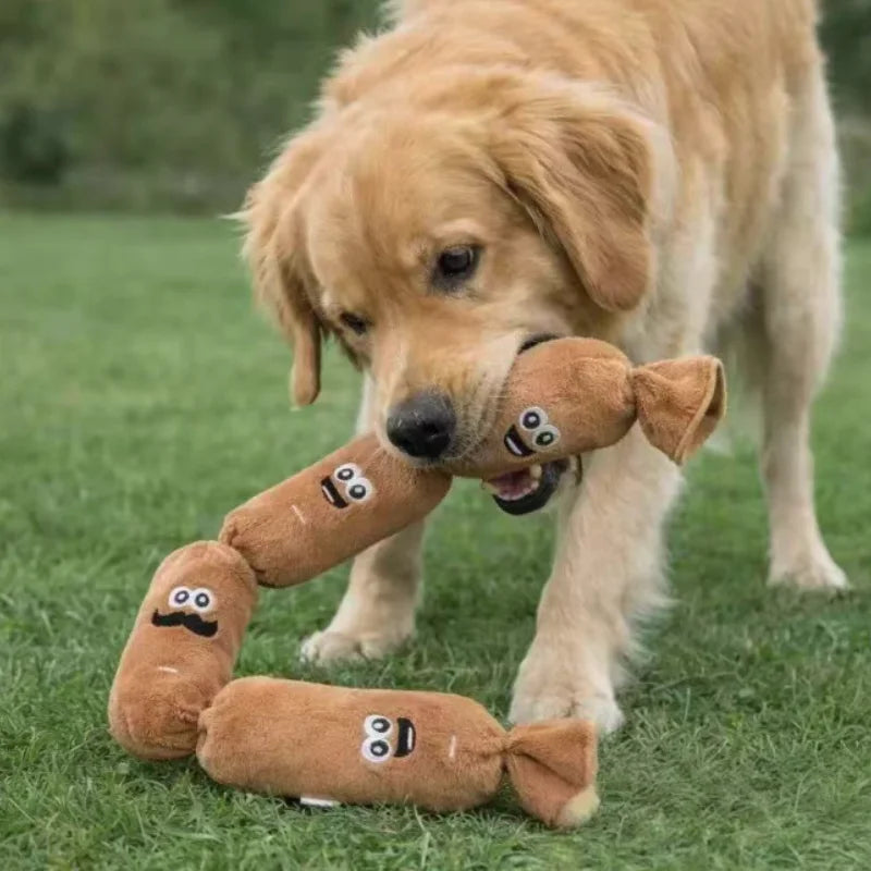 Bite Resistant Squeaky Soft Plush Dog Sausage Chew Toy