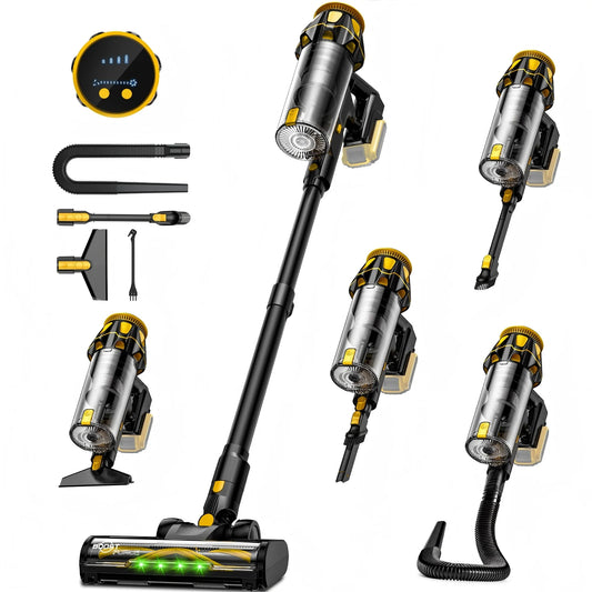 Cordless Stick Vacuum Cleaner Compatible with DeWalt 20V Battery, 45KPa Powerful Suction & 400W Motor, Self-Standing Vacuum for Hard Floors, Carpet and Home Cleaning (Battery Not Included)