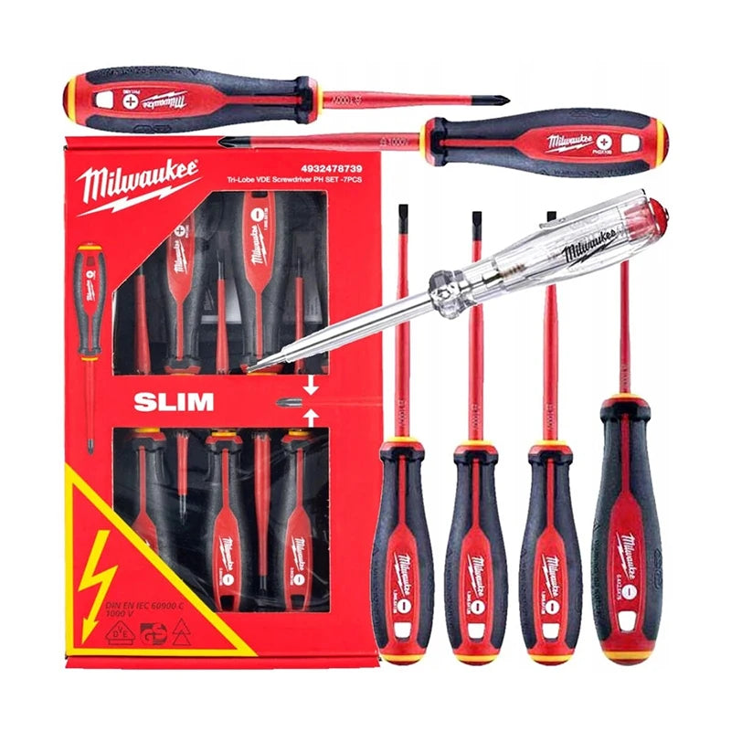 Milwaukee 7-Piece VDE Insulated Slim Tip Screwdriver Set