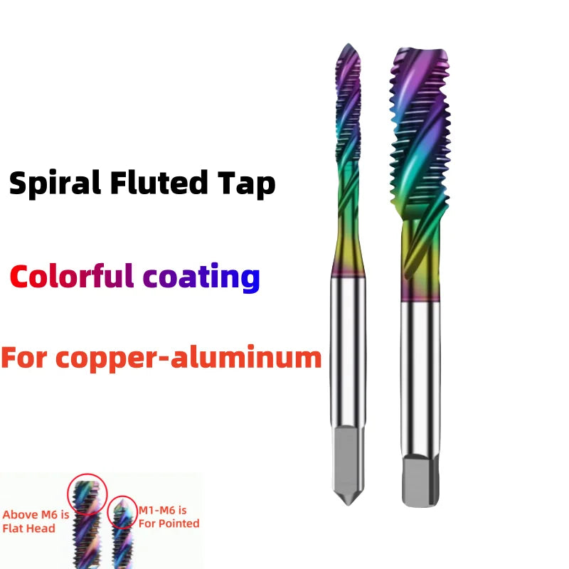 1PCS HSSE JIS Standard Spiral Fluted Tap  Spiral Pointed Tap M2M3M4M5M6M7M8M10M12 Machine Screw Thread Taps For Stainless Steel