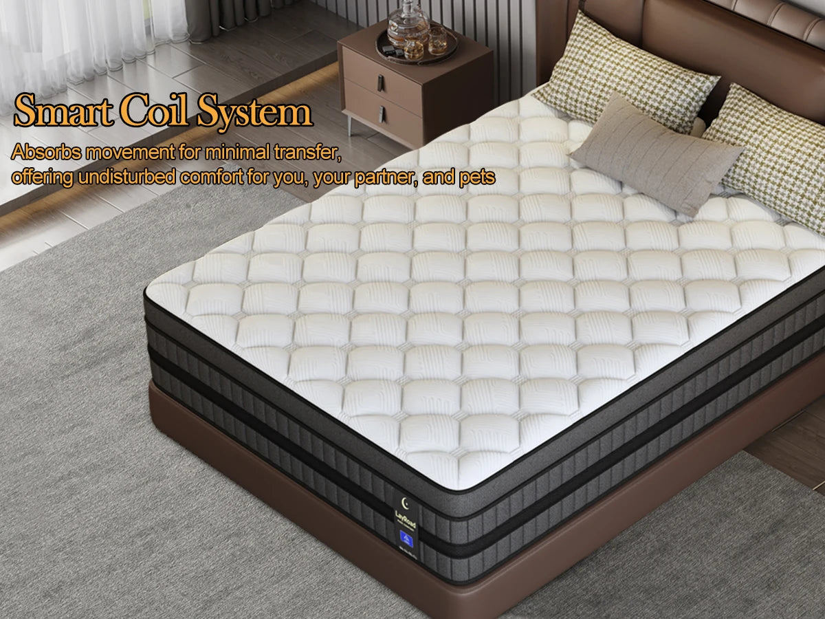 Full-Size Hybrid Mattress 12/14-Inch Medium Firm Gel Memory Foam with Pocketed Springs Boxed - Comfortable Mattress