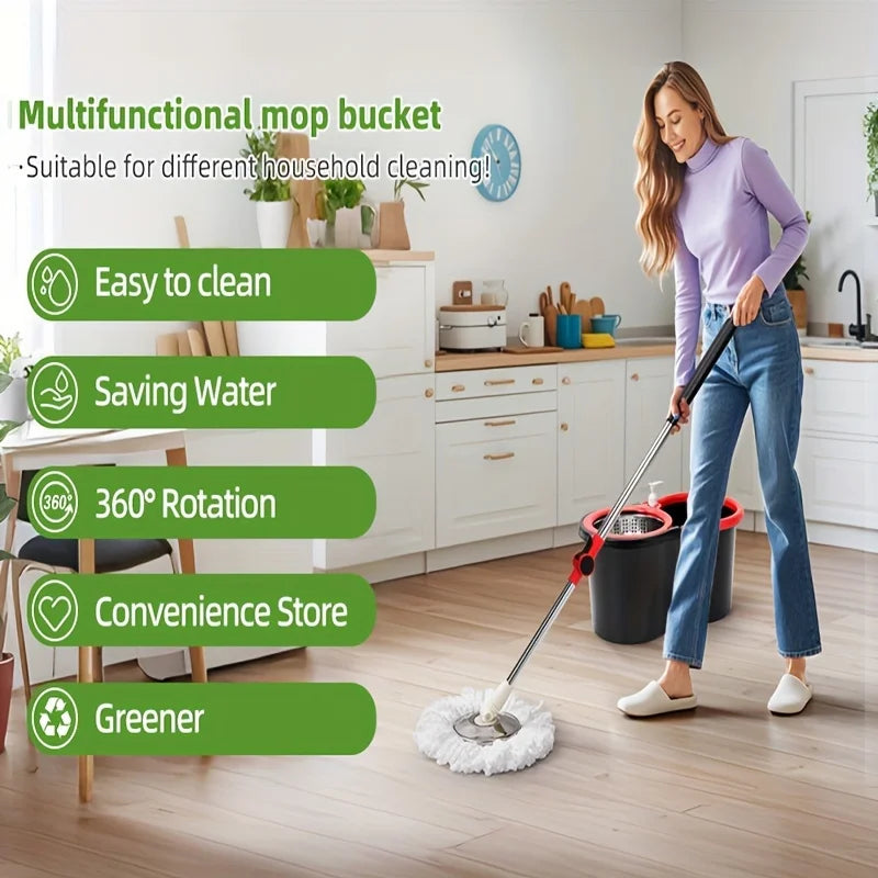 360 Degree Spin Mop Bucket System With Adjustable Handle