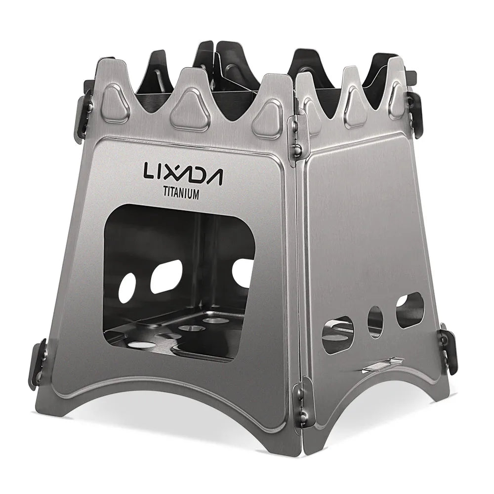 Lixada Compact Folding Titanium Wood Stove for Outdoor Camping Cooking Picnic Wood Burner camping accessories and equipment
