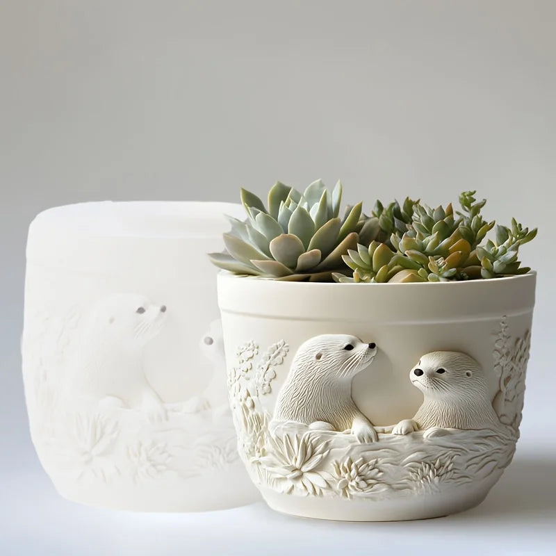 Mountain relief succulent plant flowerpot resin silicone mold mountain stream flowing water storage box candle cup gypsum molds