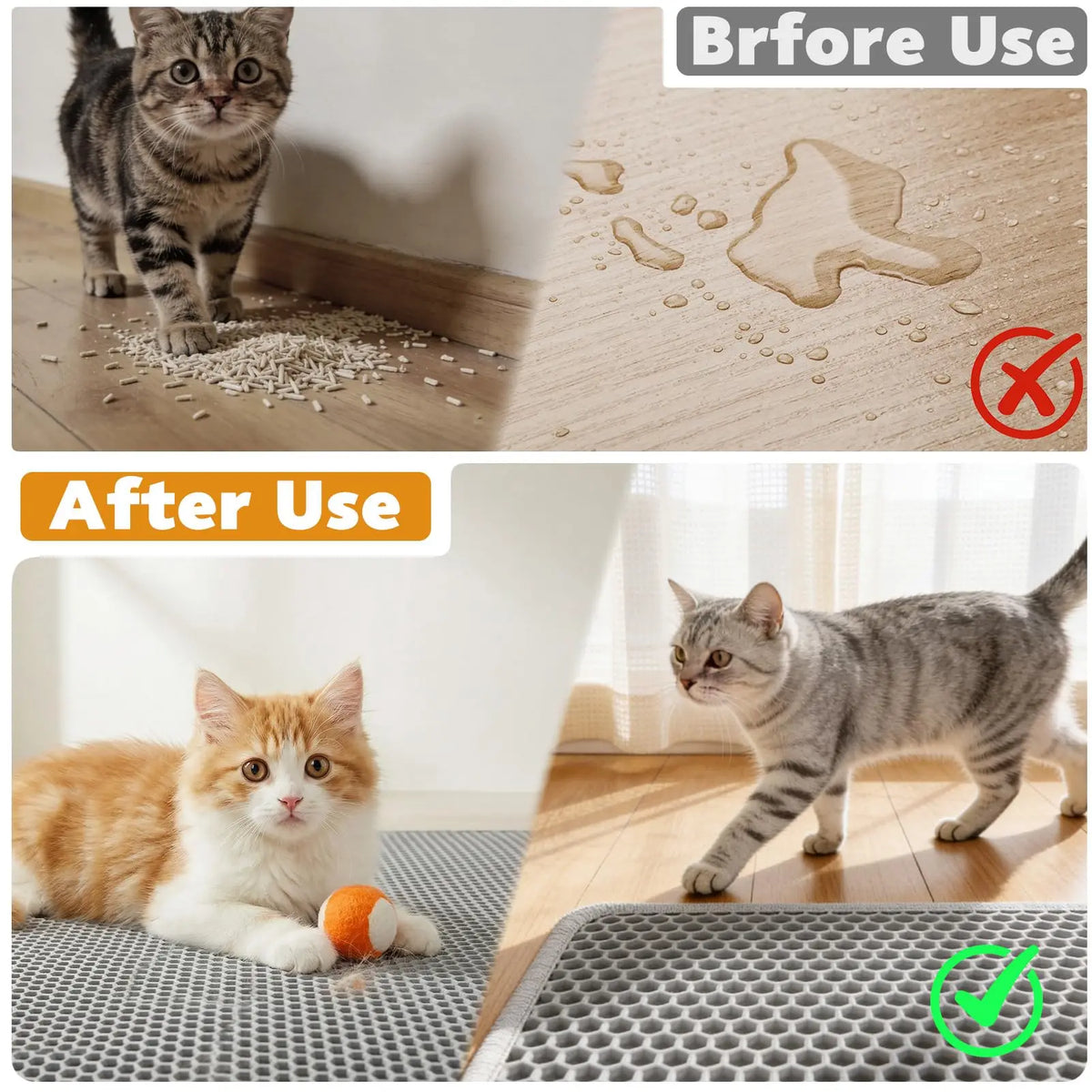 Durable Double Layer Non Slip Waterproof Cat Litter Mat
