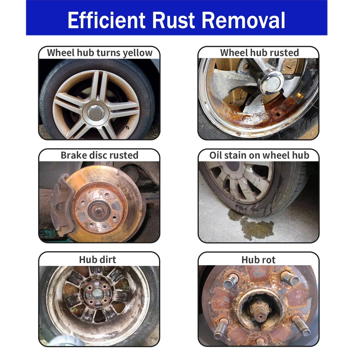 Car Rust Remover Clean Metal Iron Prowder Quickly Auto Exhaust Pipe Rust Derusting Spray Stain Removal Agent Car Wheel Hub Care