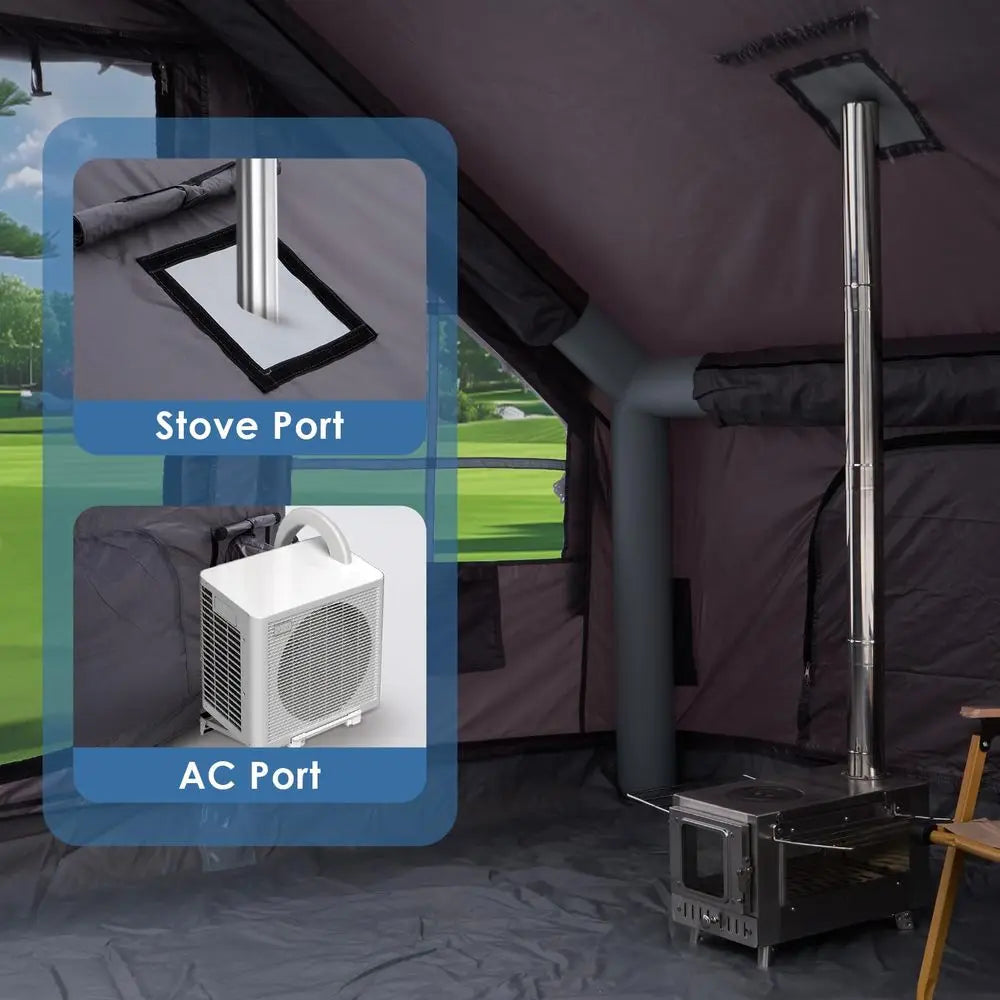 Camping Tent with Electric Air Pump 420D Heavy Duty Oxford 5 Min AutoInflation Panoramic Stargazing Skylight 4 Season Luxury Gl