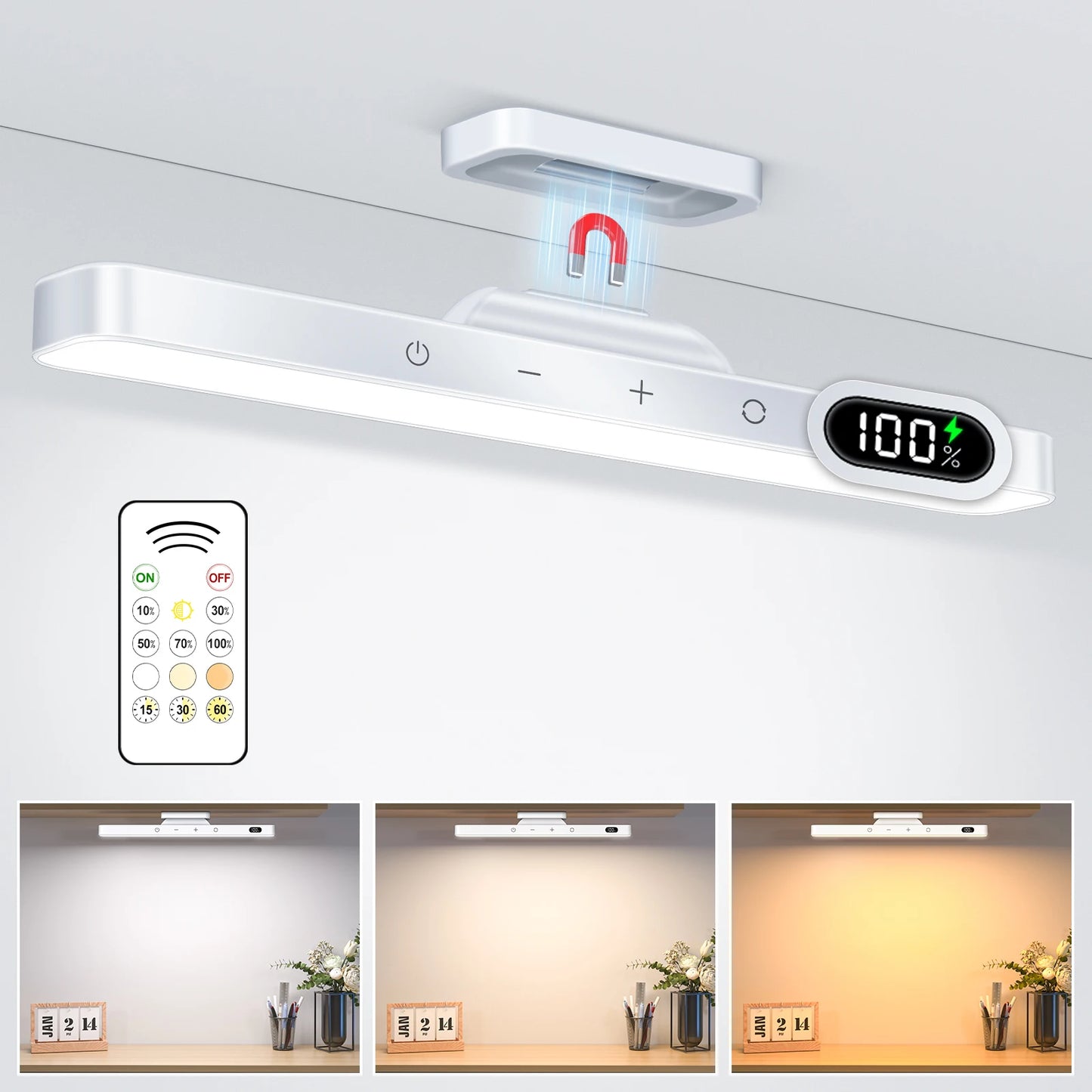 WILLED 5W Dimmable Mirror Lights 3 Colors Adjustable Makeup Light with 120 LED 2500mAh Rechargeable Under Cabinet Led Lights