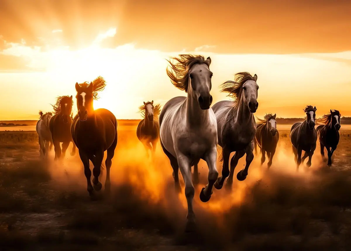 Beautiful Running Horses Canvas Painting Animal and Prints Wall Art Pictures for Living Room Office Home Decor Cuadros