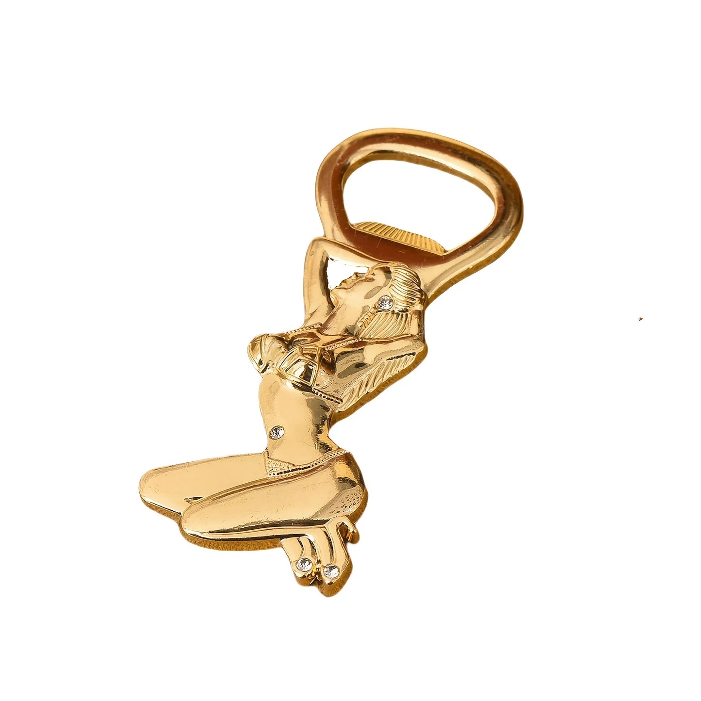 1Pc golden beautiful woman bottle opener, sexy bikini beautiful woman with diamond beer bottle opener, holiday party event bachelor party bar supplies