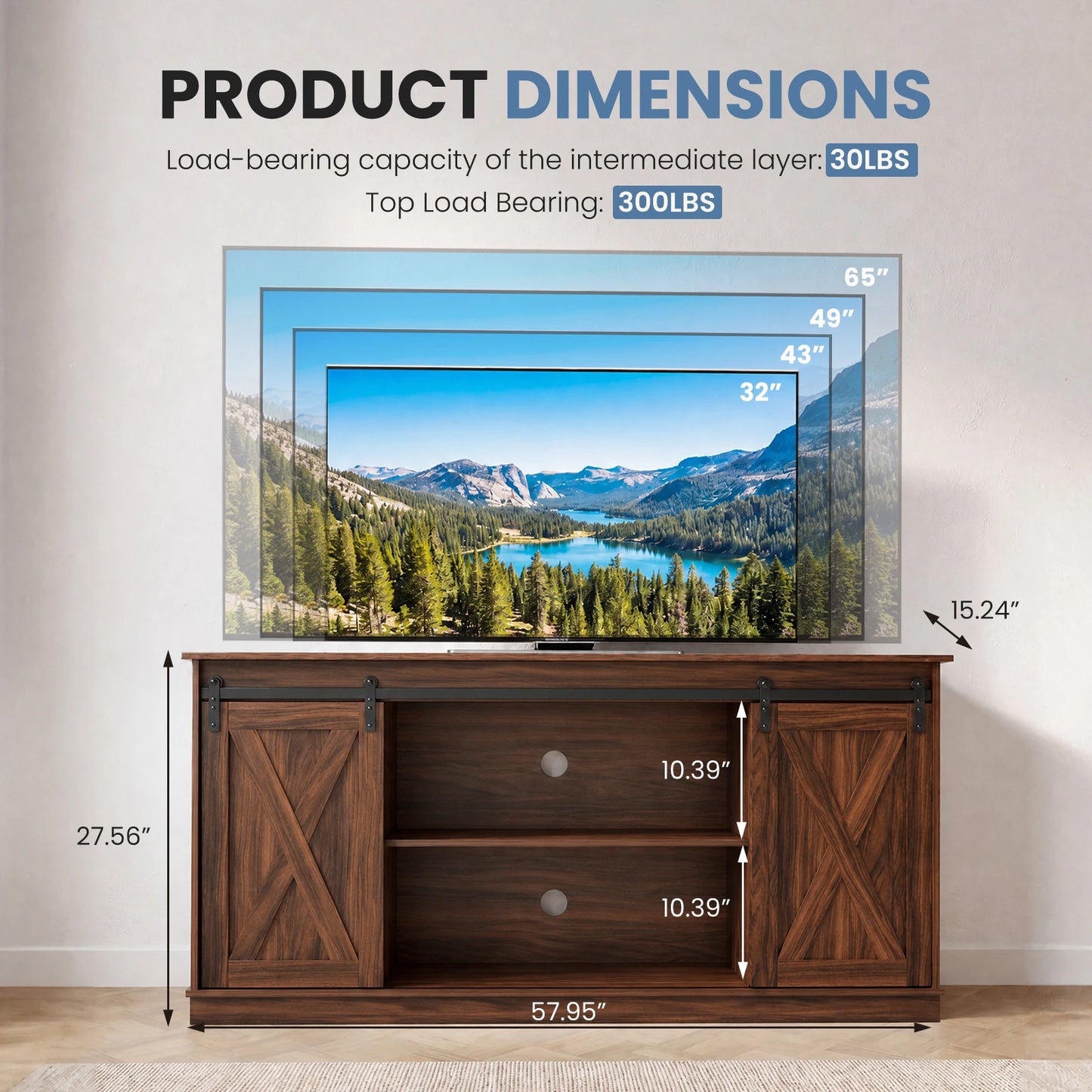 MCQ Wood Storage Shelves Cabinet For Living Room Modern Media TV Console Table TV Stand for 65 Inch Television Storage Organization Beside Nightstand Tables Storage Closet Chest Display Furniture