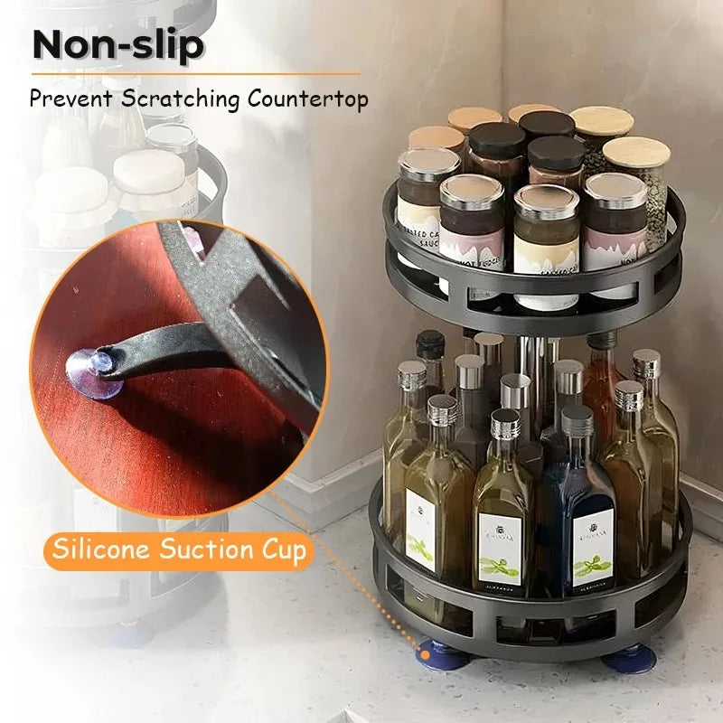 Rotating Spice Rack Organizer for Seasonings and Jars