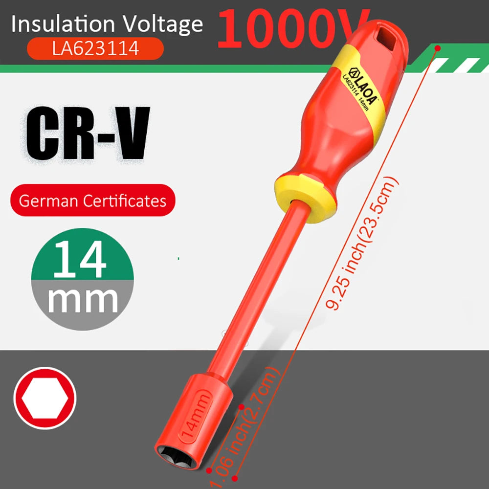 LAOA Insulated Socket Screwdriver Multifunctional Hexagonal Socket Wrench Driver Electrician Specific Withstand 1000V