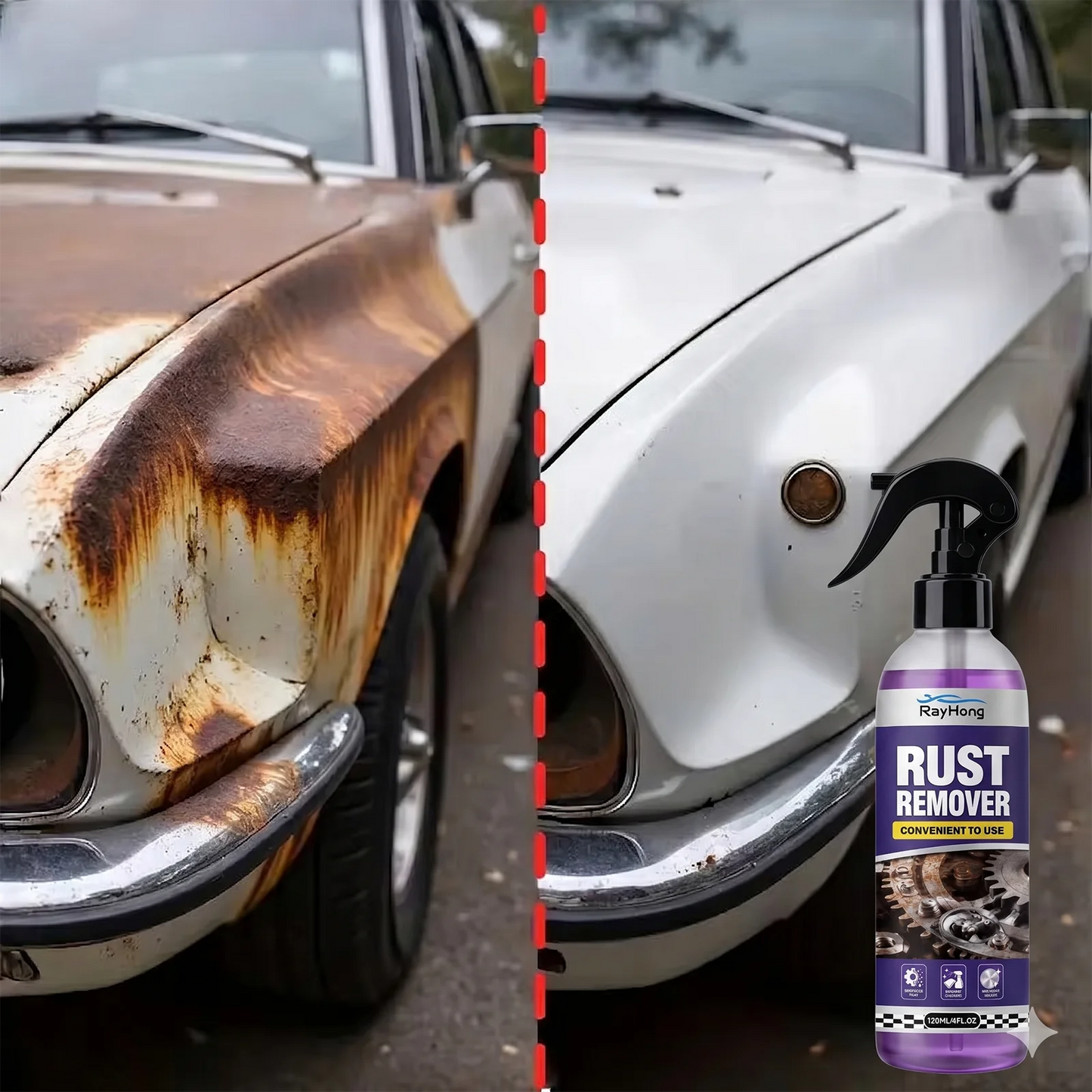 Multifunctional car rust remover used for removing rust providing surface protection on car brake pads iron metal surface