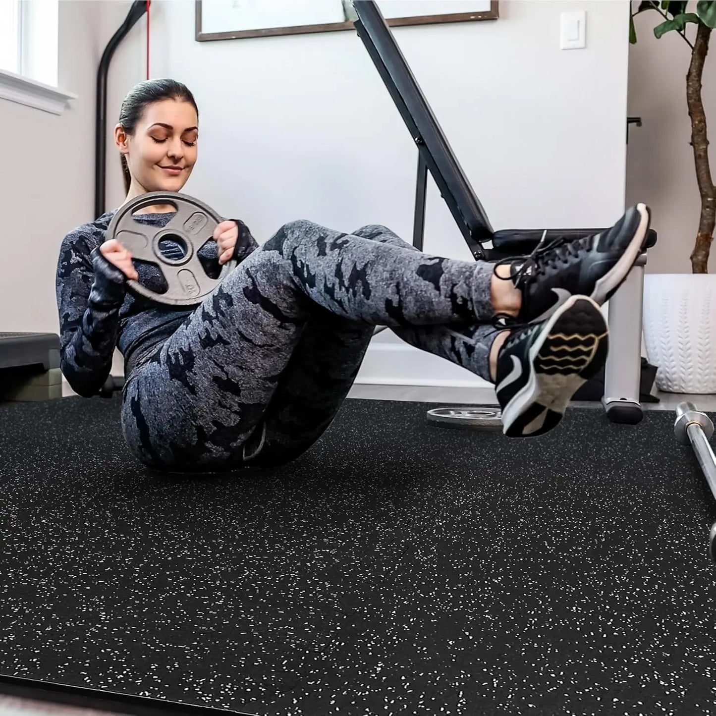 24-Piece 0.4'' Thick Interlocking Gym Floor Mats, High-Density EVA Foam with Rubber Top, Covers 96 Sq Ft for Home Workout