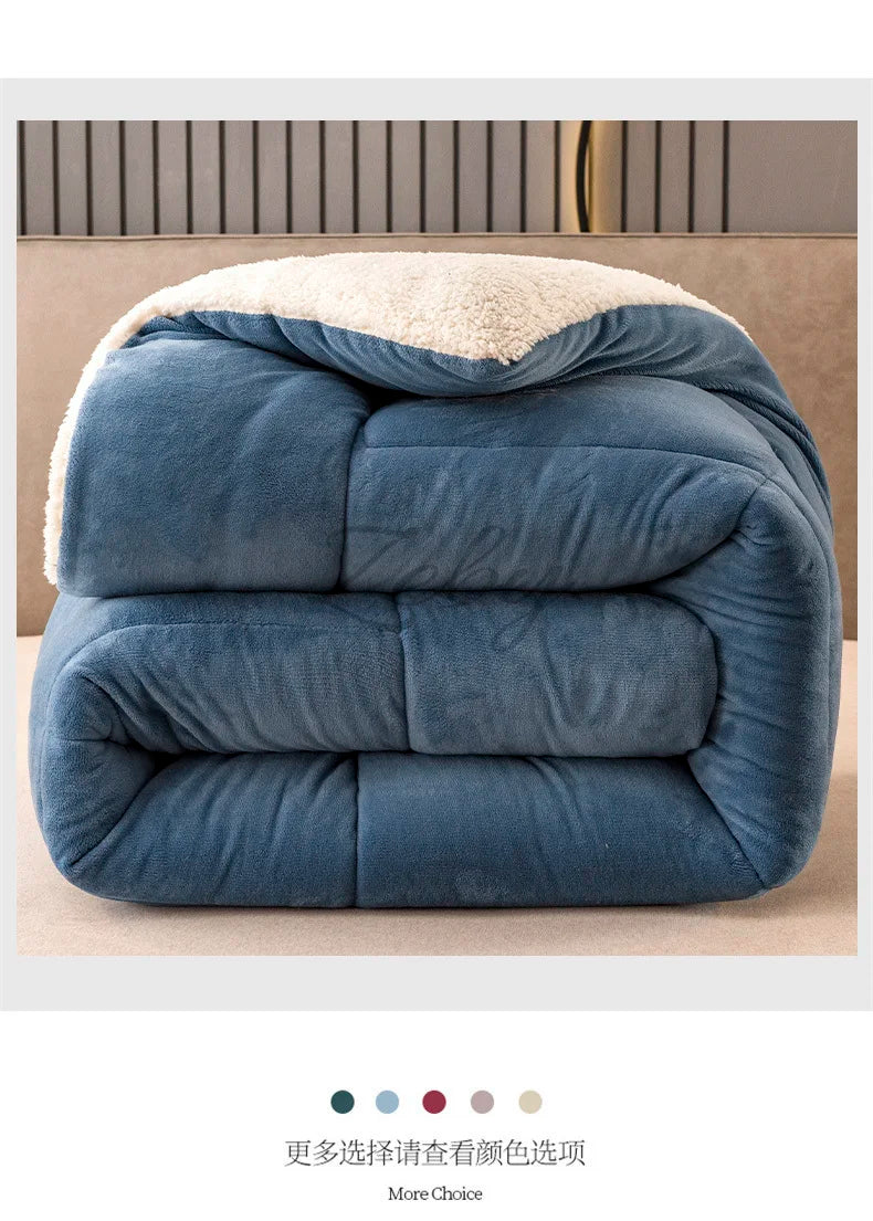 New Thicken Milk Fleece Winter Blanket Warm Artificial Lamb Cashmere Weighted Blankets for Bed Soft Warmth Comforter Duvet Core