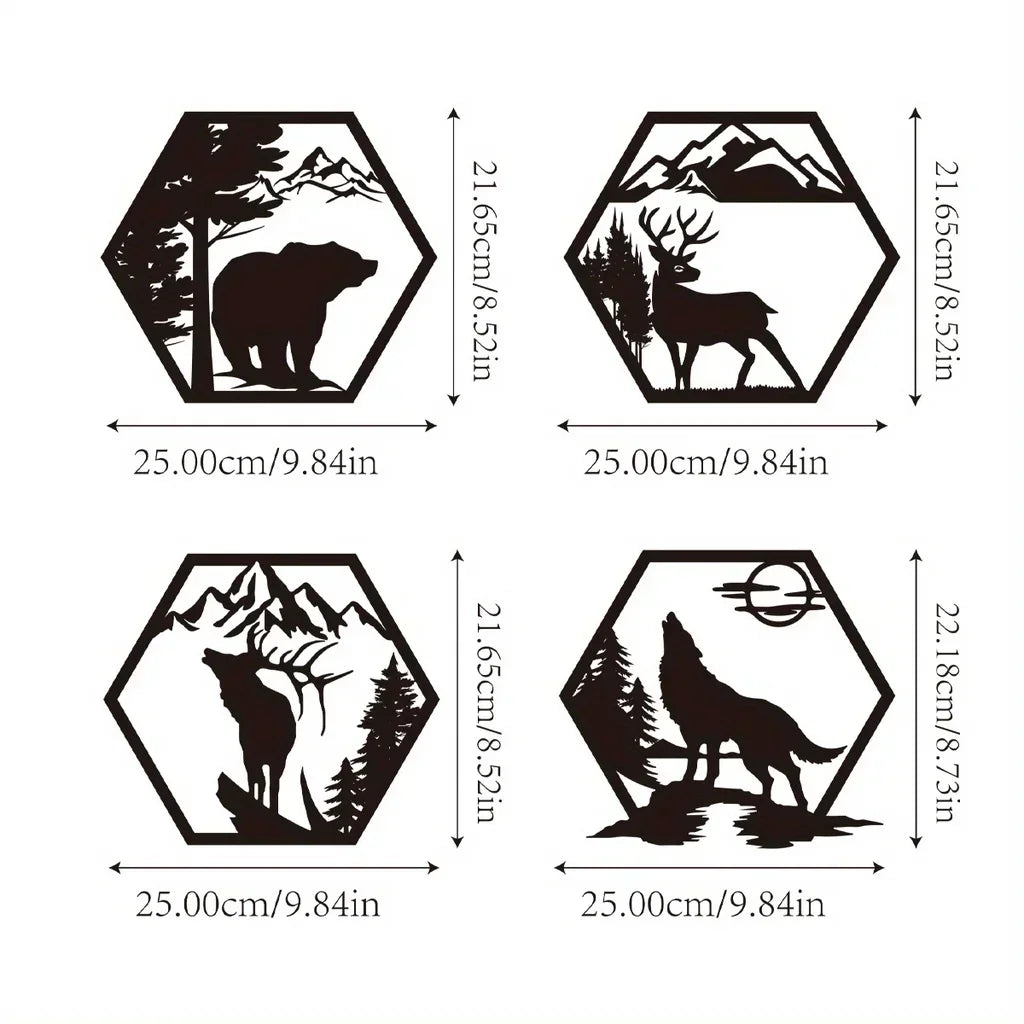 Rustic Wilderness Forest Metal Wall Sculpture Set – Enchanting Art to Adorn Your Walls