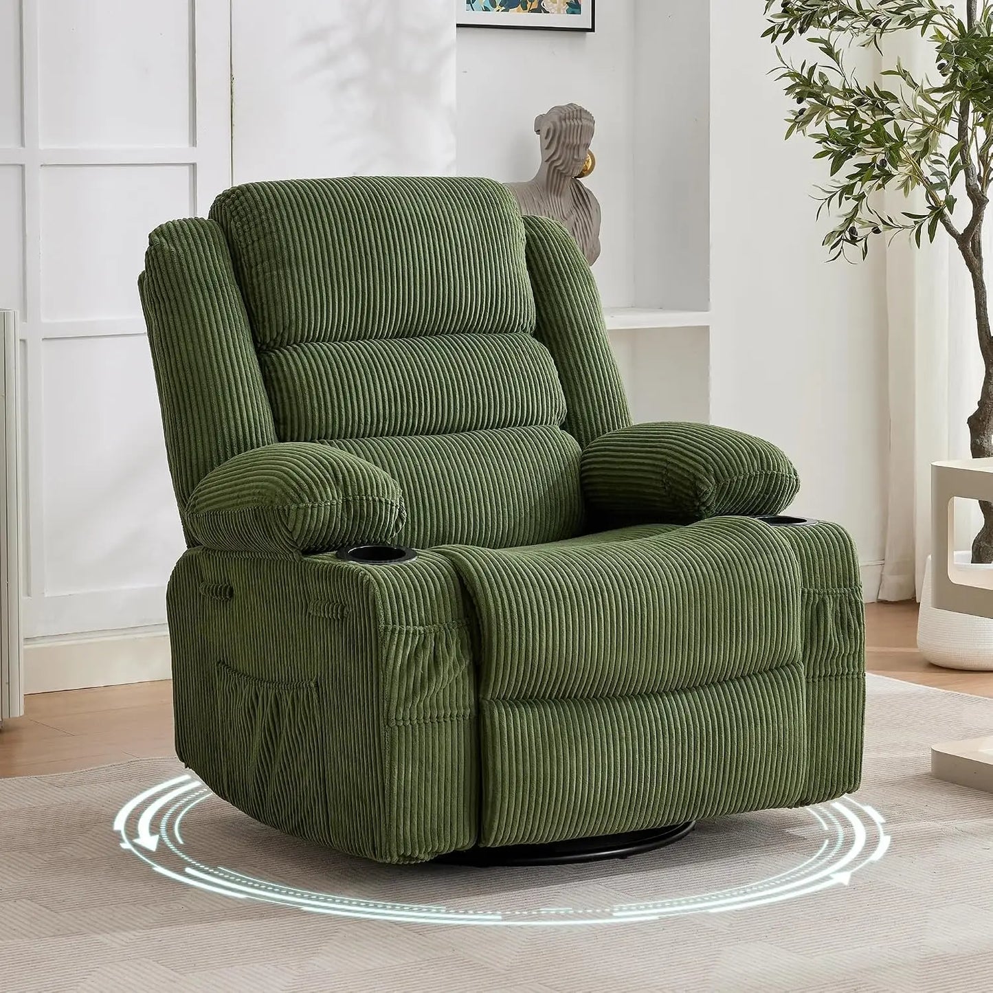 Modern Swivel Rocker Recliner Chair With Adjustable Headrest