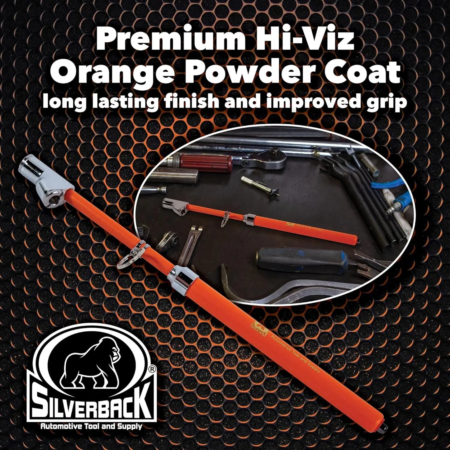 Silverback Hi-Visibility Orange Dual Foot Truck Tire Pressure Gauge, 10-150 PSI, Recalibratable, Heavy Duty Metal Bar