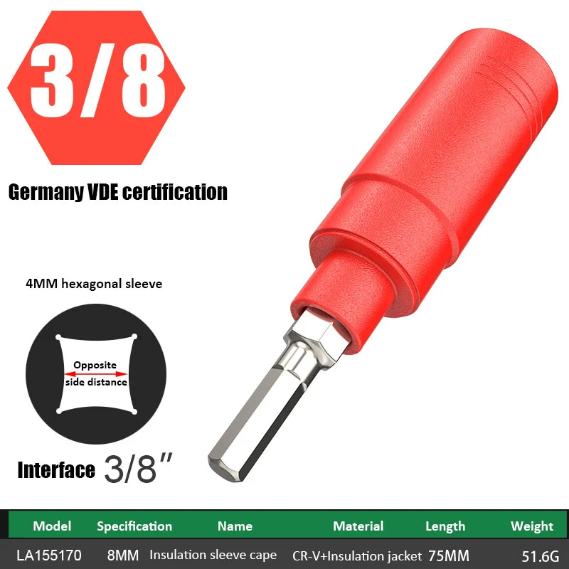 LAOA insulated ratchet wrench socket for new energy vehicle maintenance, 3/8-inch hexagonal socket quick wrench