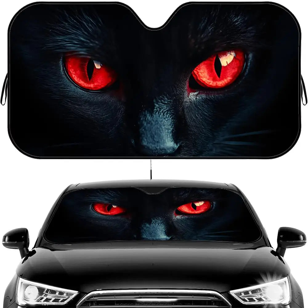 Black Cat Eye Sun Visor Car Windshield Sun Shade UV Protection Heat Insulation Cover Universal  Sun Protector