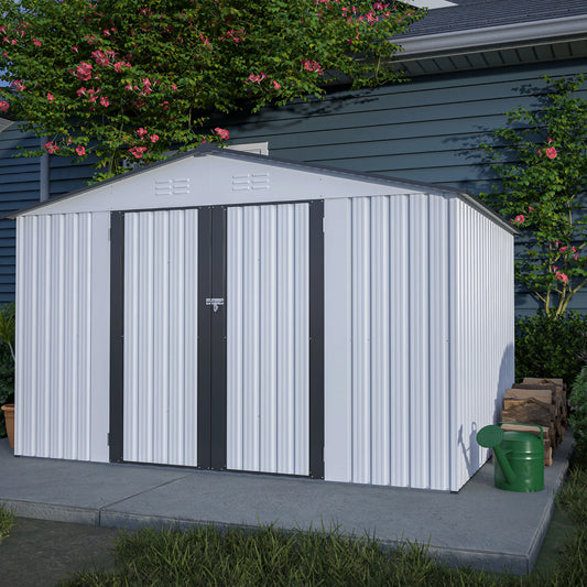 All Weather Metal Storage Shed With Lockable Doors