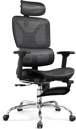 Ergonomic Mesh Office Chair With Footrest And High Back