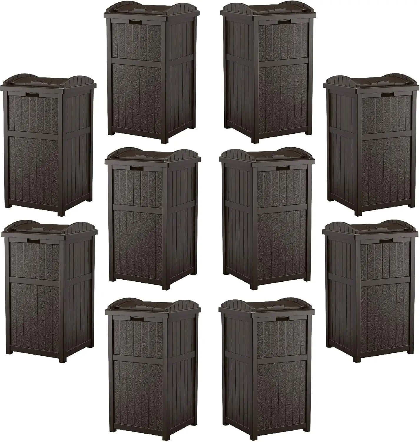 Suncast 30 Gallon Outdoor Trash Hideaway Resin Refuse Container Lid Cyberspace Concealed Waste Storage Patio Backyard Garden