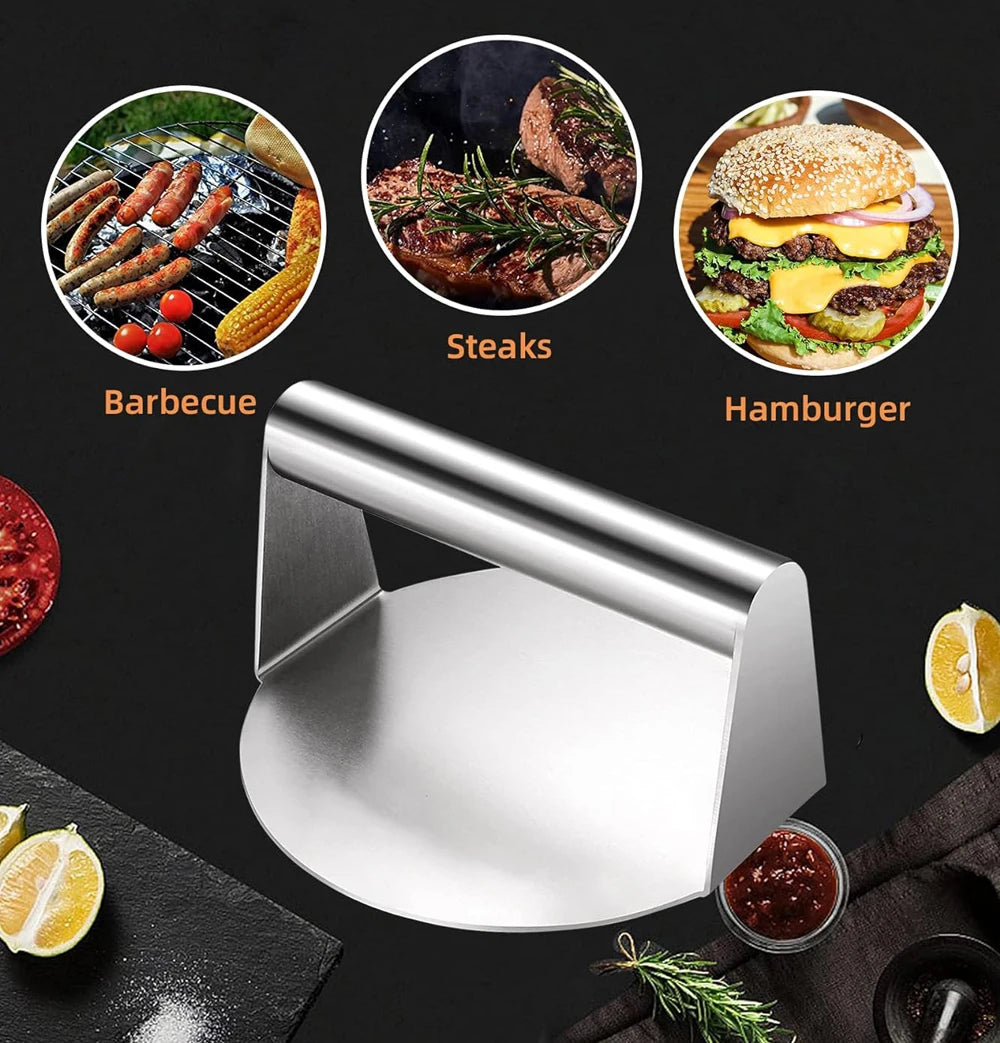 Hamburger Meat Press 430 Stainless Steel Circular Square Burger Meat Press Kitchen Tool Non-Stick Meat Press Plate