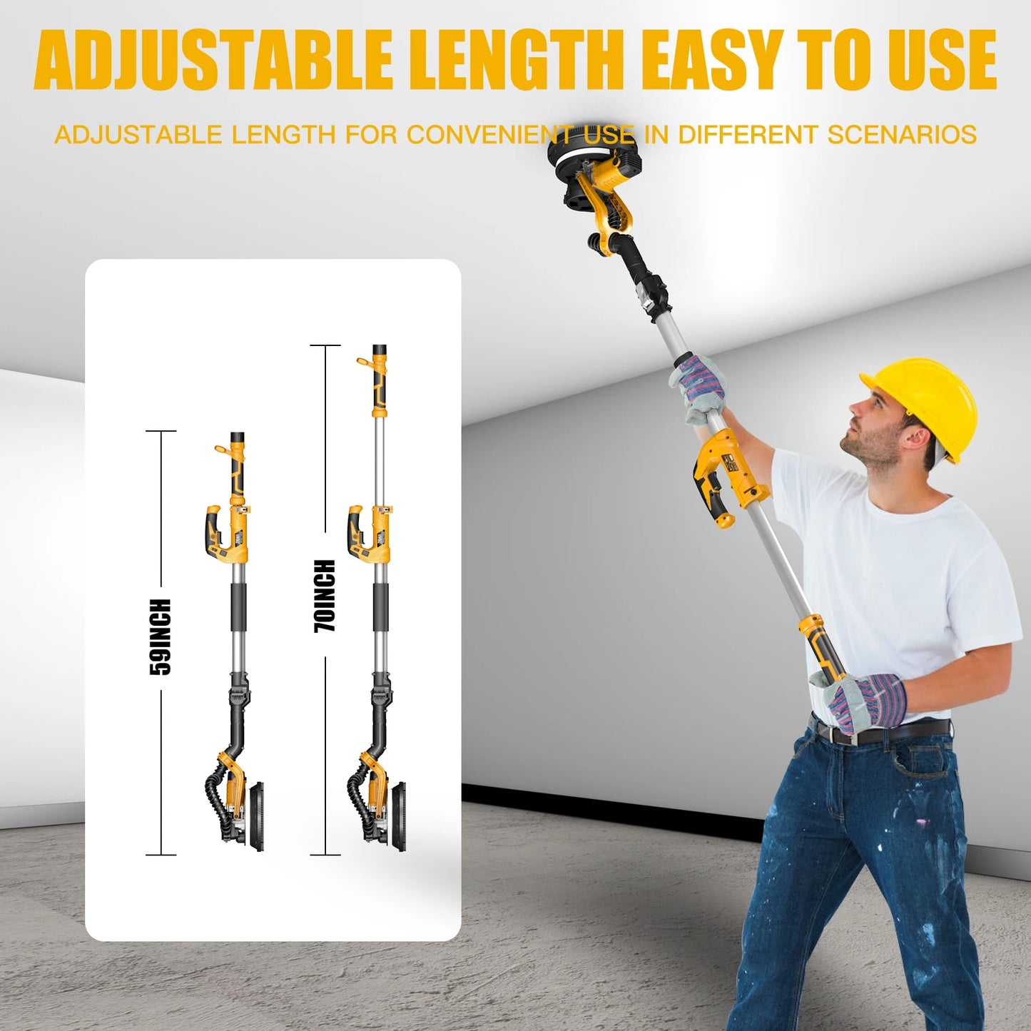 ZHJAN Drywall Sander with Vacuum Auto Dust Collection(880W),Double-Deck LED Lights Sander, 5 Variable Speed