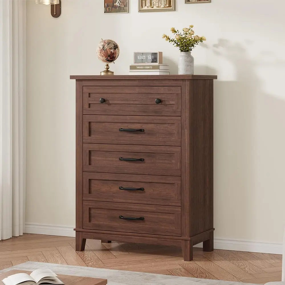 5 Dresser for Bedroom, 41.3 in Tall Vertical Drawer Dresser with Large Storage, Freestanding Wooden Closet Chest for Bedroom, Living Room