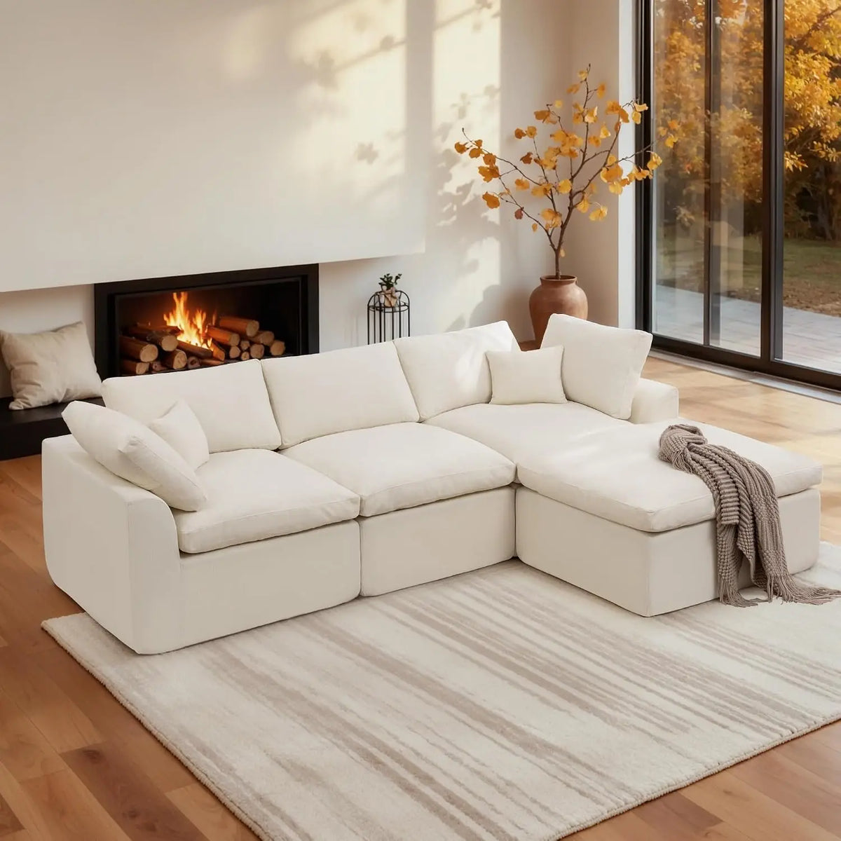 Modern Boneless Modular Cloud Sectional Sofa With Ottoman