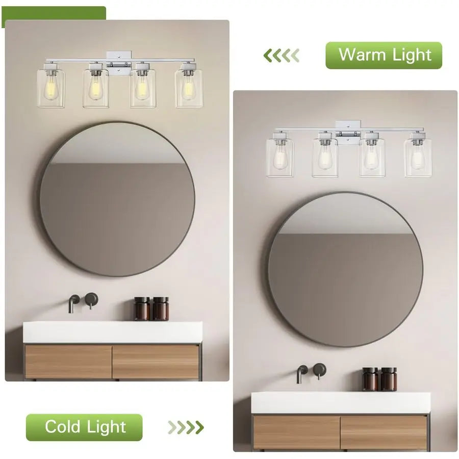 4 Light Bathroom Vanity Light Chrome Bathroom Light Fixtures Square Design amp UL Certification, 26 inch Square Bath Room Lights