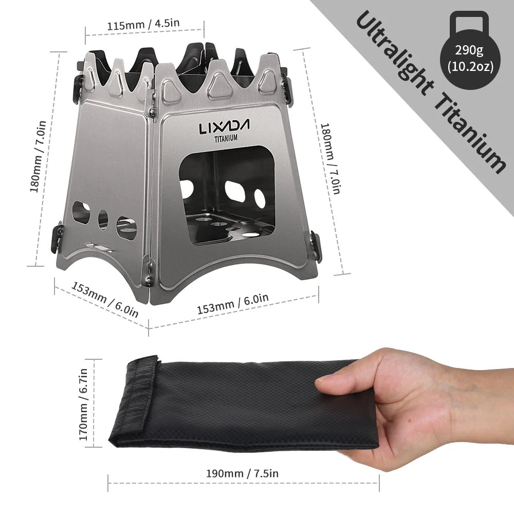 Lixada Compact Folding Titanium Wood Stove for Outdoor Camping Cooking Picnic Wood Burner camping accessories and equipment