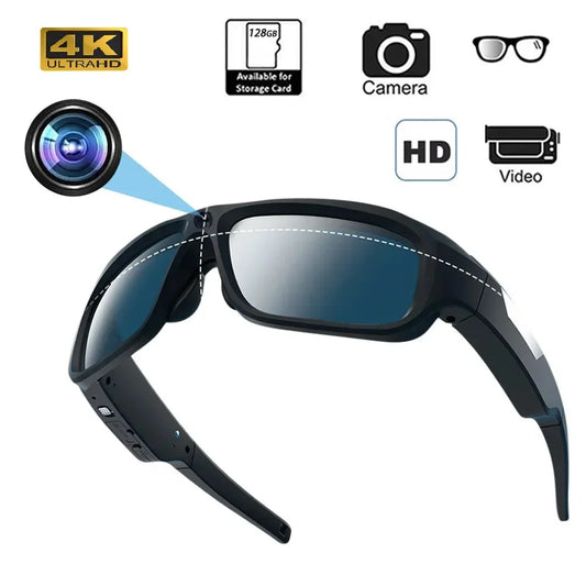4K 64GB HD FPV Smart Glasses Camera Video Recording Mini Wireless Bodycam Vlogging POV Action Sports Motorcycle Cycling