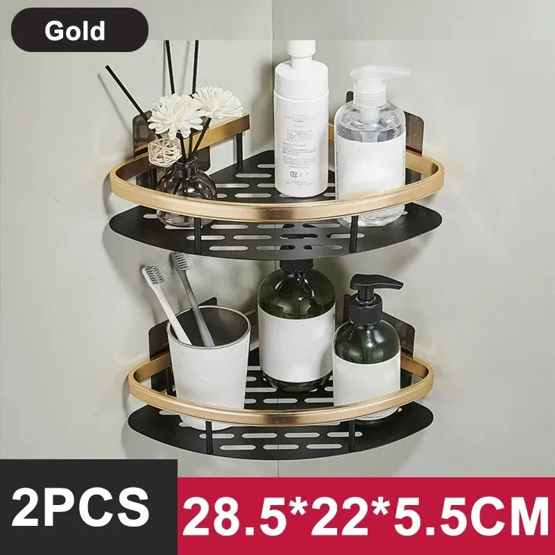 Wall Mounted No Drill Aluminum Alloy Shower Shelf Durable