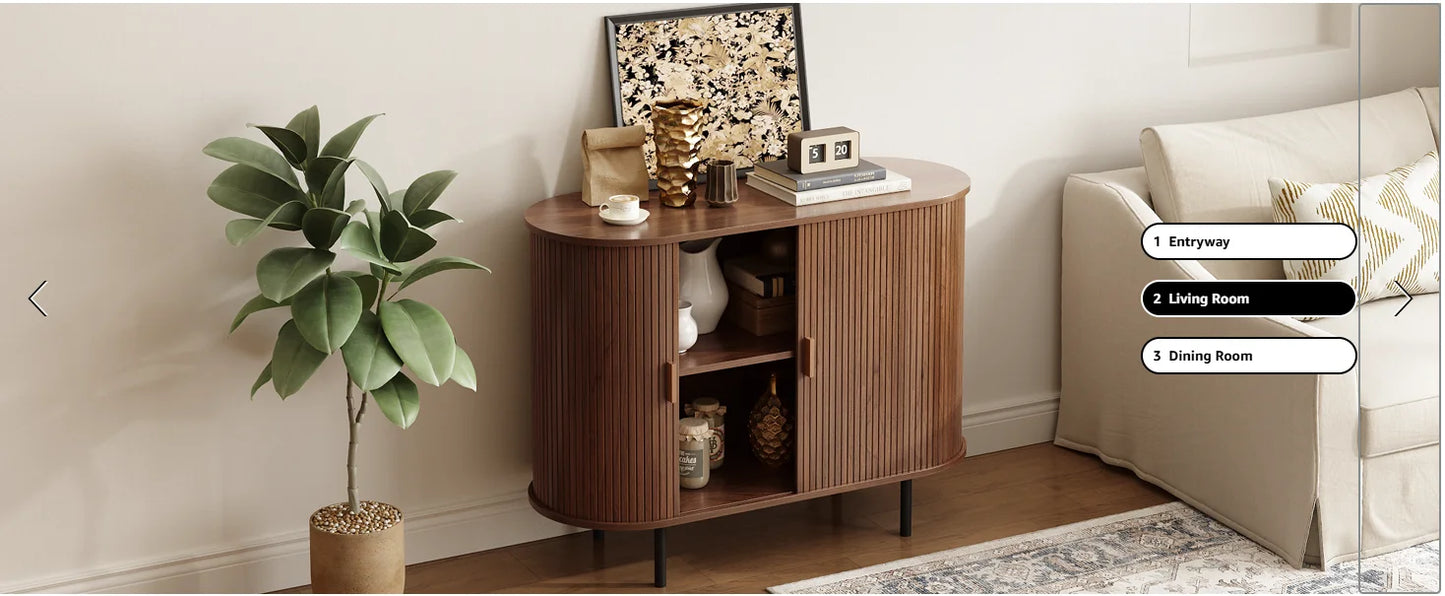 40" Modern Sideboard Buffet Cabinet with Storage - Sliding Door & Adjustable Shelves, Coffee Bar Console for Kitchen/Entryway