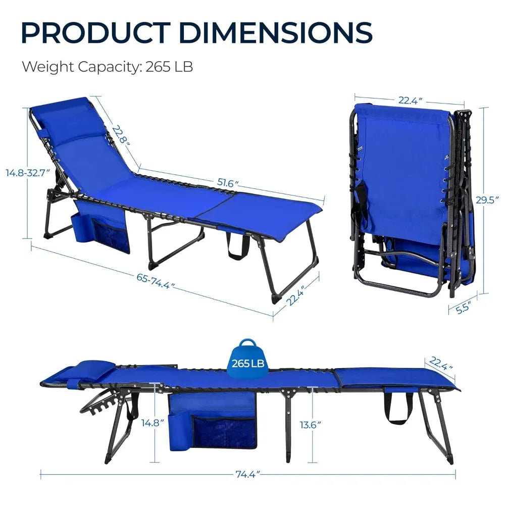 22.4" Tanning Chair with Face Hole, Adjustable 5-Position Folding Chaise Lounge Chairs, Outdoor Lounge Chairs for, Customized