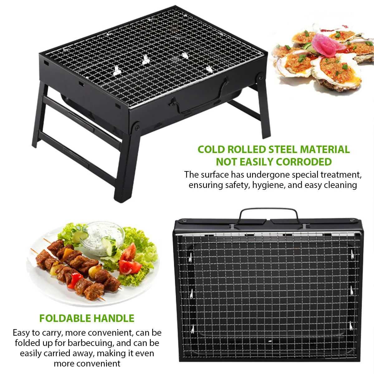 Portable Charcoal Grill Kit Stainless Steel Outdoor BBQ