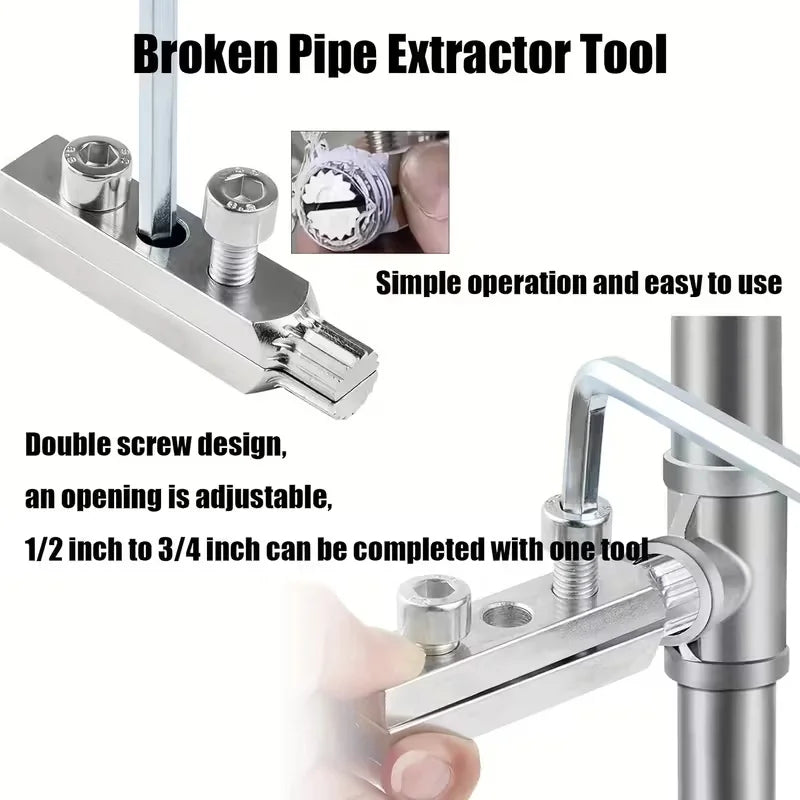 Faucet Valve Broken Thread Extractor - 1/2" & 3/4" Screw Removal Tool, Broken Bolt Extractor Kit for Home & Industrial Plumbing
