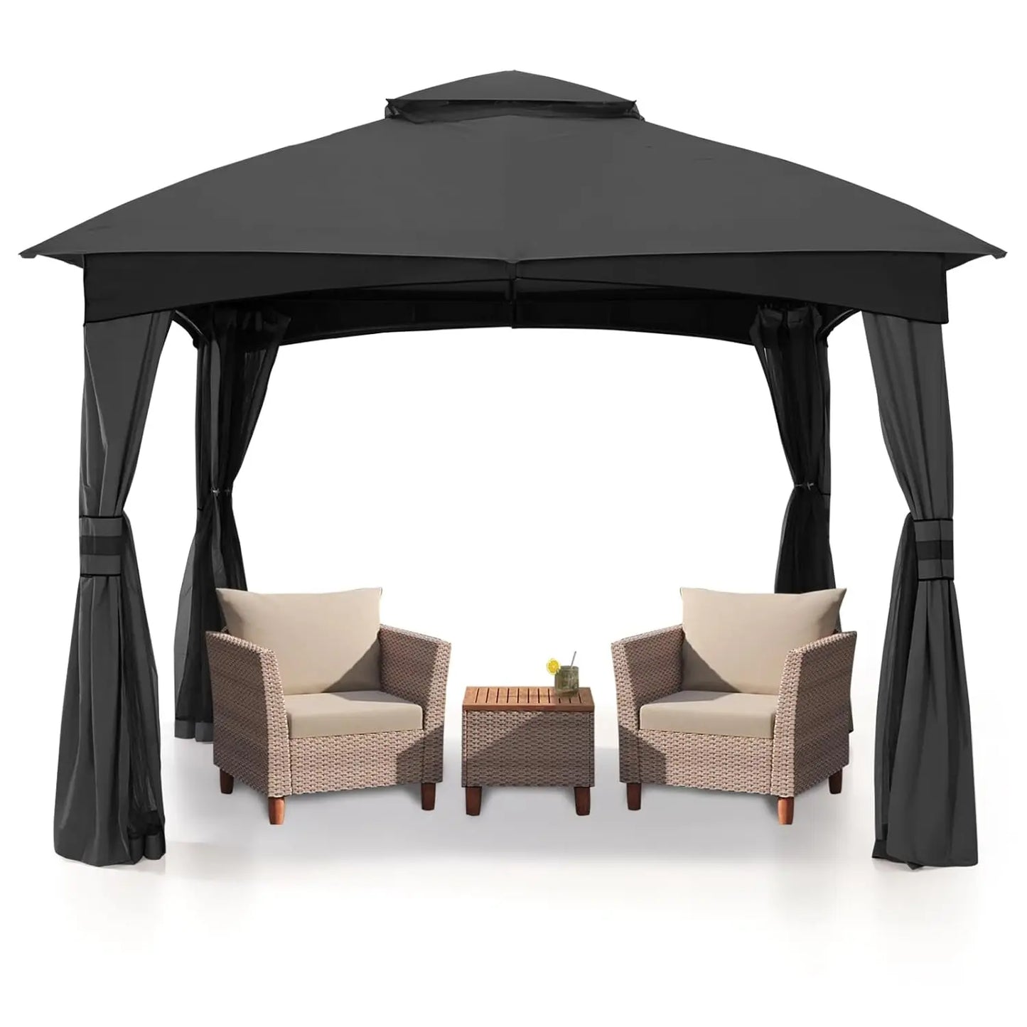 Outdoor Patio Gazebo for Garden with Upgrade Steel Frame and Netting Walls (8x8,Gray), Customized