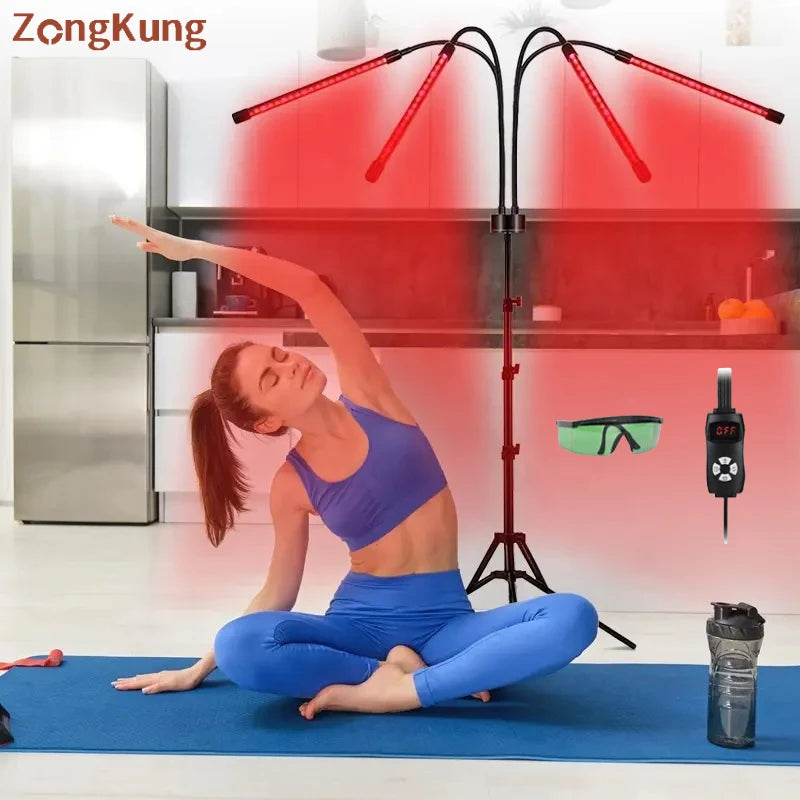 4/5 Heads Red Light Therapy Lamp with Adjustable Stand for Face Body,Muscle,Skin 660nm&850nm Infrared Red Light Therapy Device