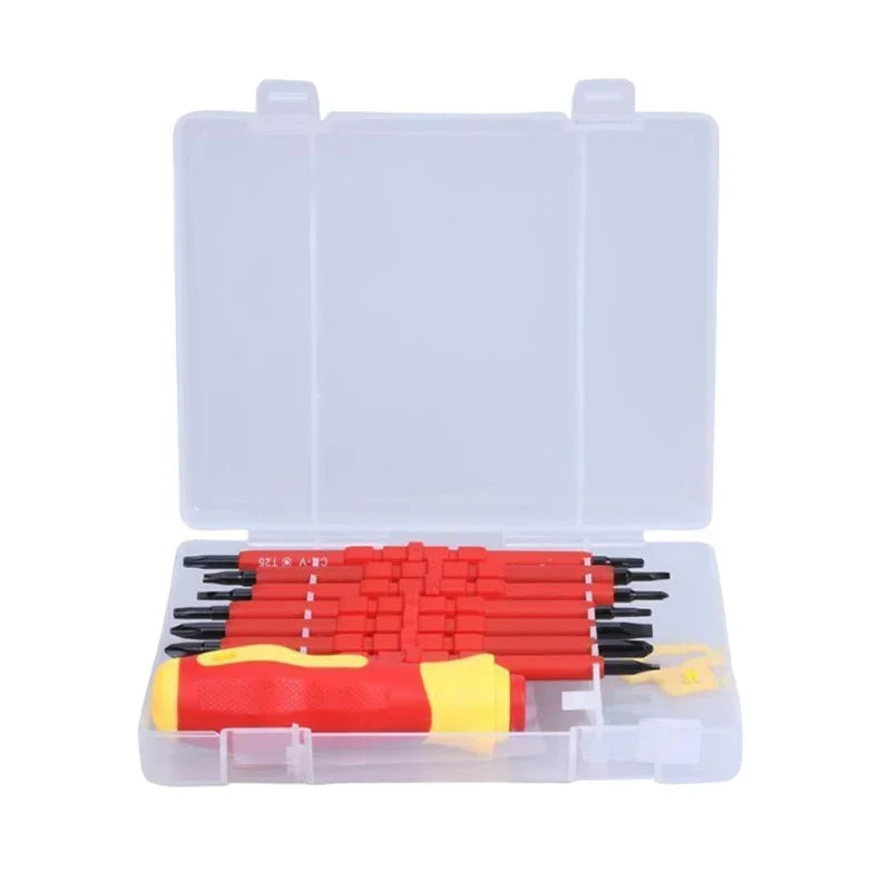 13/15pcs 1000V Electrician Repair Tools Kit Changeable Insulated Screwdrivers Set Magnetic Slotted Bits Repair Tool Electrician