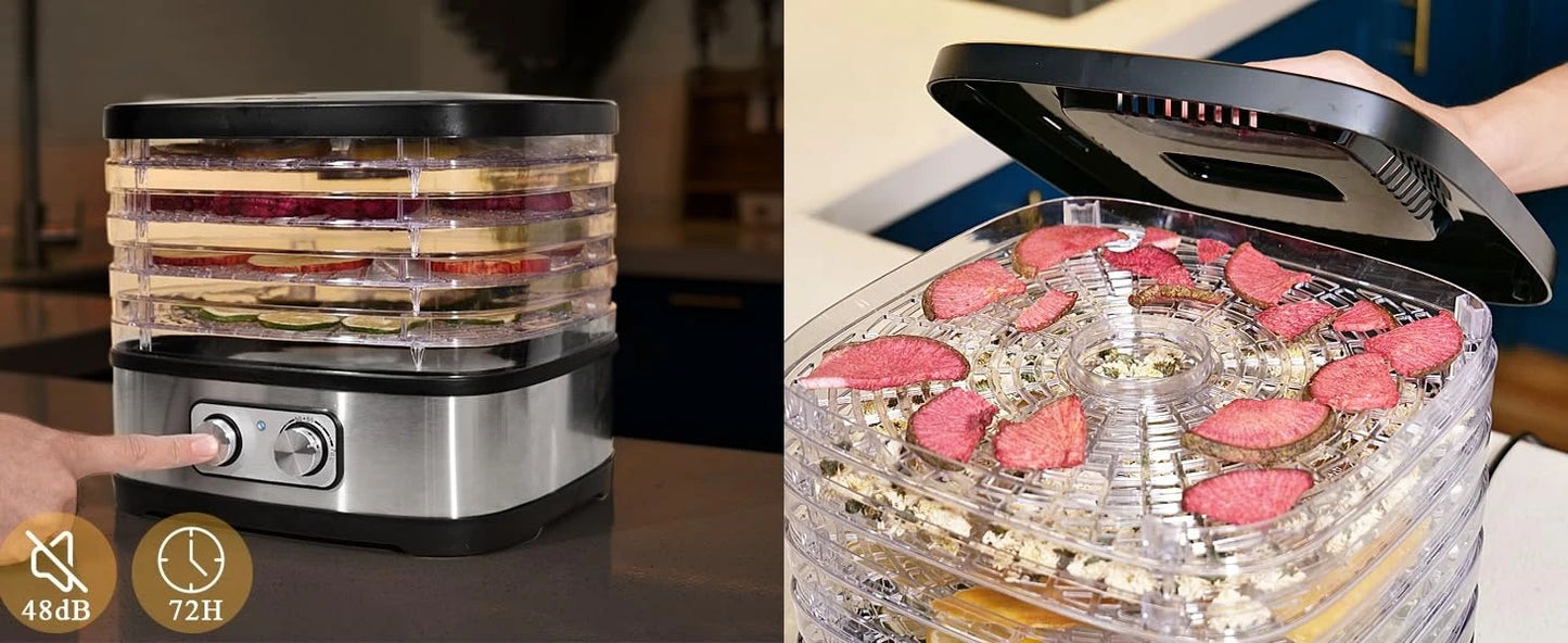 240W Food Dehydrator, Dehydrator for Food and Jerky, Fruits, Herbs, Veggies, 5 BPA-Free Trays Dishwasher Safe