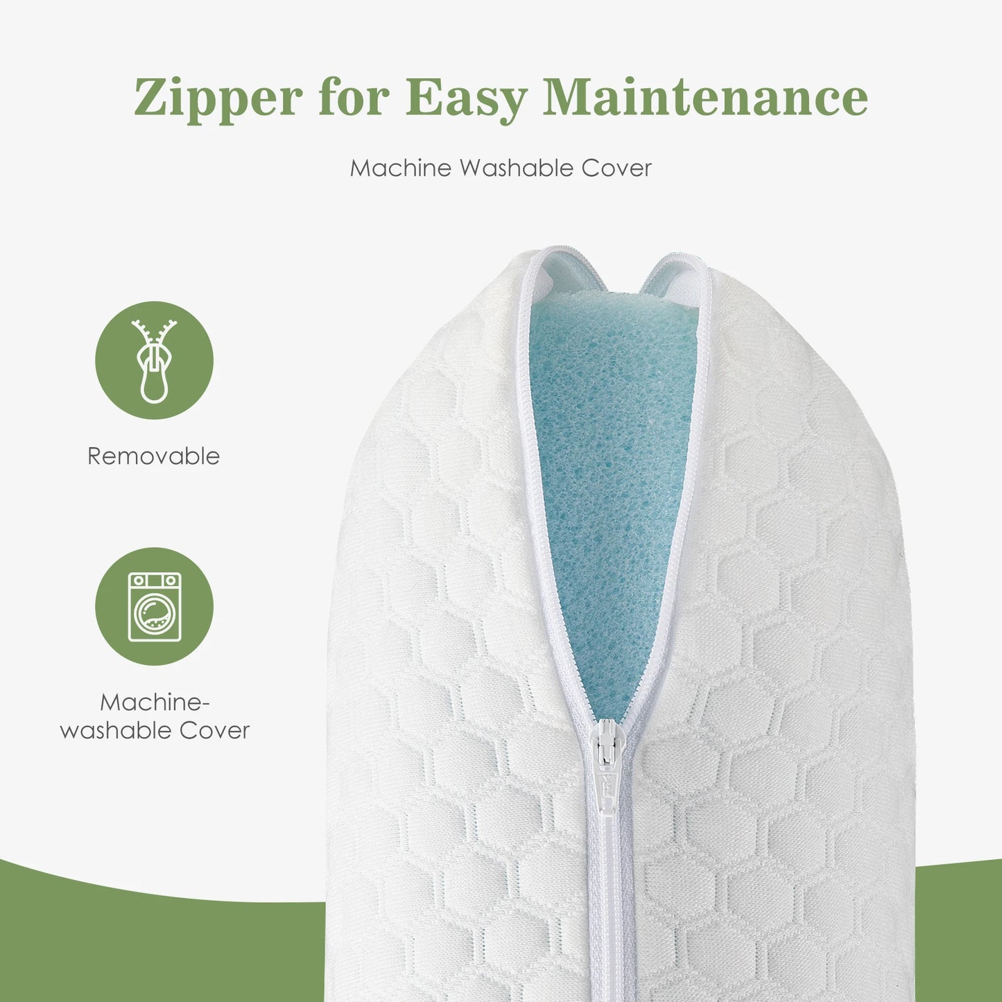 Premium Cooling Memory Foam Pillow With Washable Cover
