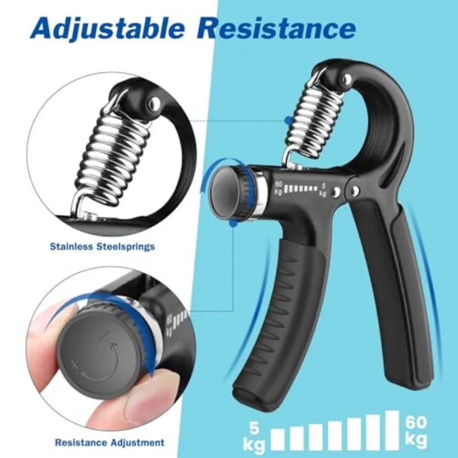 Grip Strength Trainer 1 Pack Hand Grip Exerciser with Adjustable Resistance 11-132 Lbs 5-60kg Black Strengthener for Mu